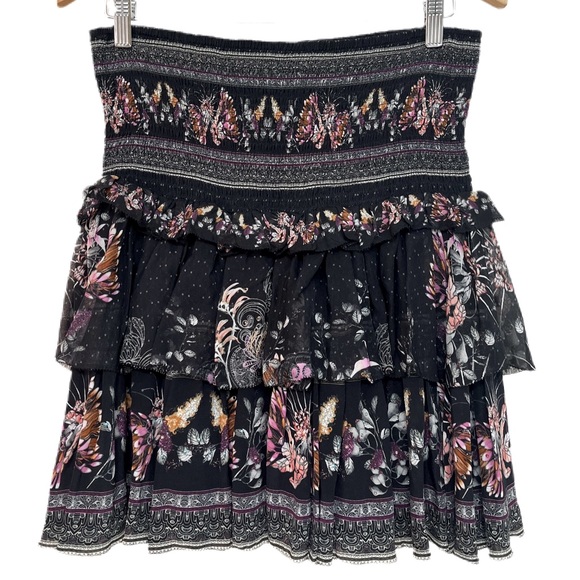 Camilla Black and Pink Floral Mini Skirt - Picture 2 of 12